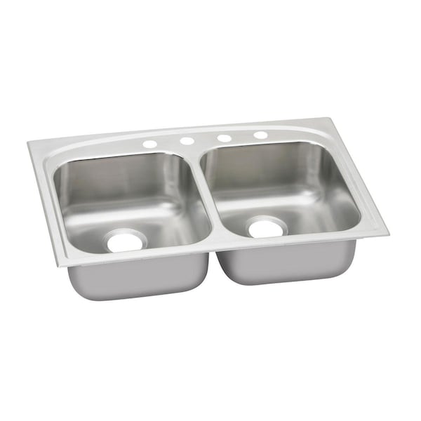 Elkay Dayton Stainless Steel 33 X 22 X 7-7/8 Equal Double Bowl Top Mount Sink DPA233220 - main